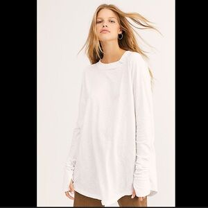 We The Free People The Arden Tee, long sleeve top, white, size Large, GUC